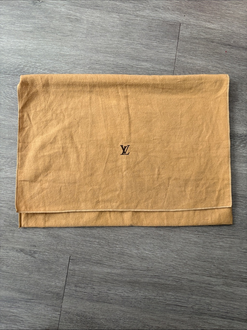 Louis Vuitton extra large 17.25” by 13” Tan Dust Bag with Dark Brown LV Logo